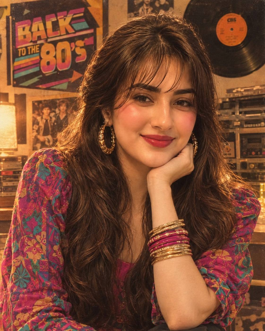 1980s South Asian woman glamour AI prompt | Luxury vintage style
