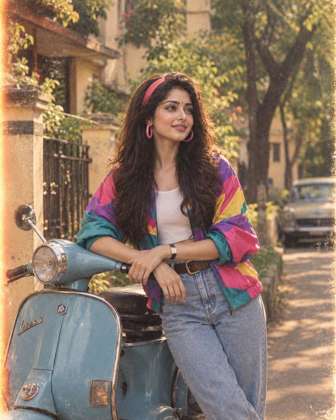 1980s Retro Windbreaker with Vintage Scooter | AI Image Prompt