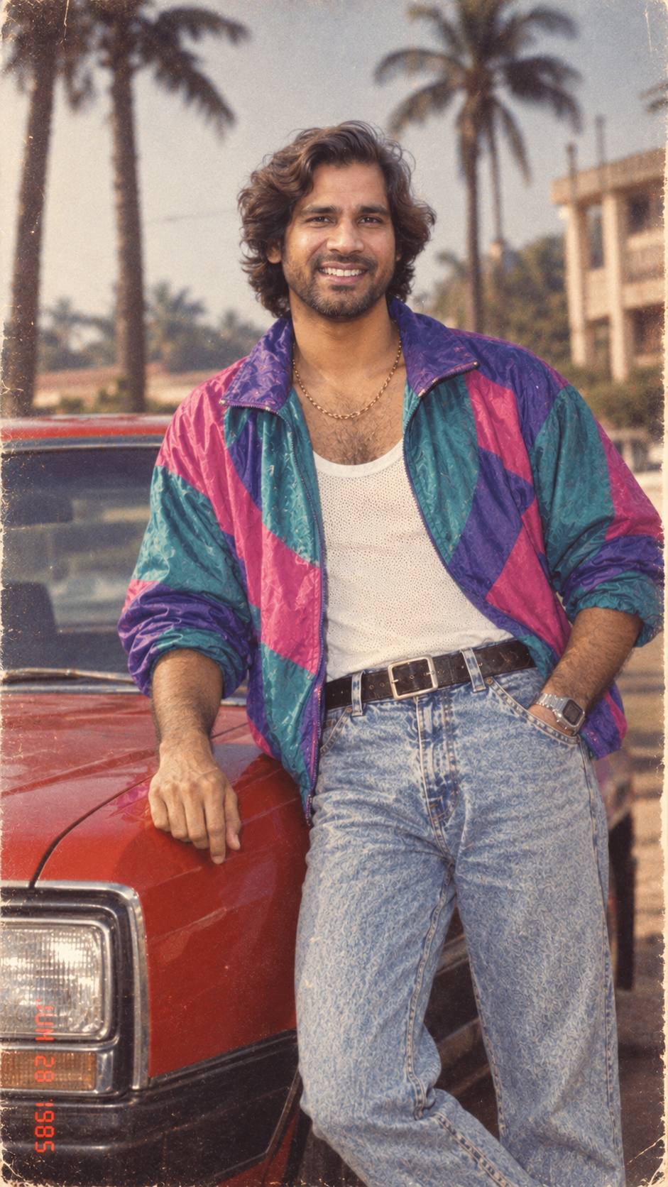 1985 Retro Portrait with Vintage Fashion & Date Stamp | AI Image Prompt