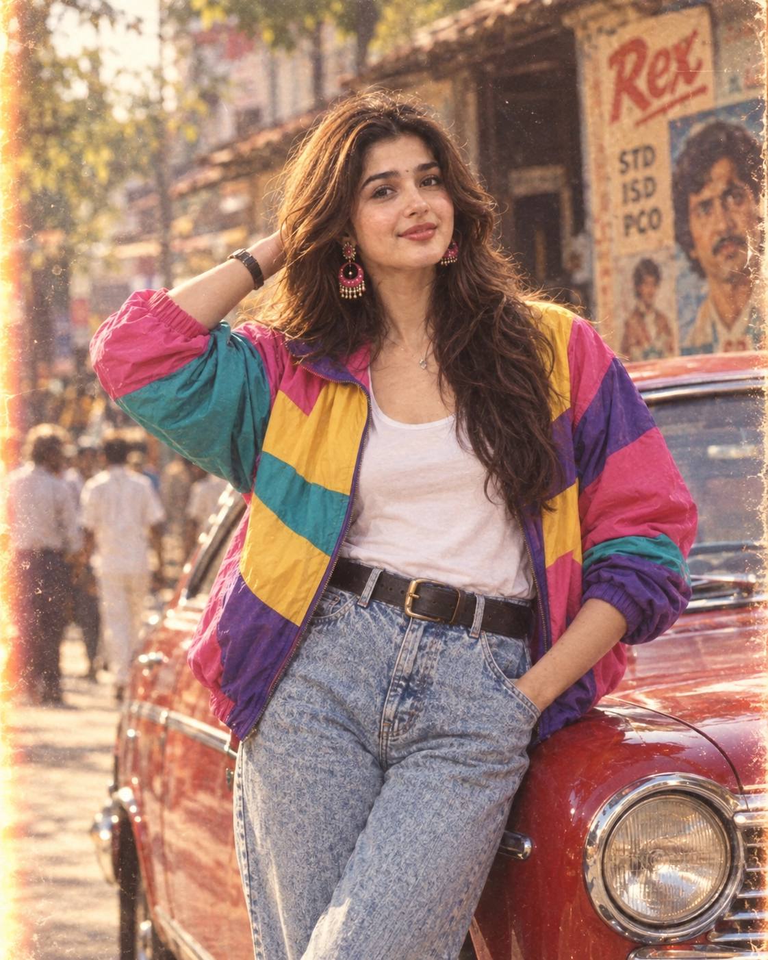 80s Retro Fashion Woman with Vintage Car | AI Image Prompt