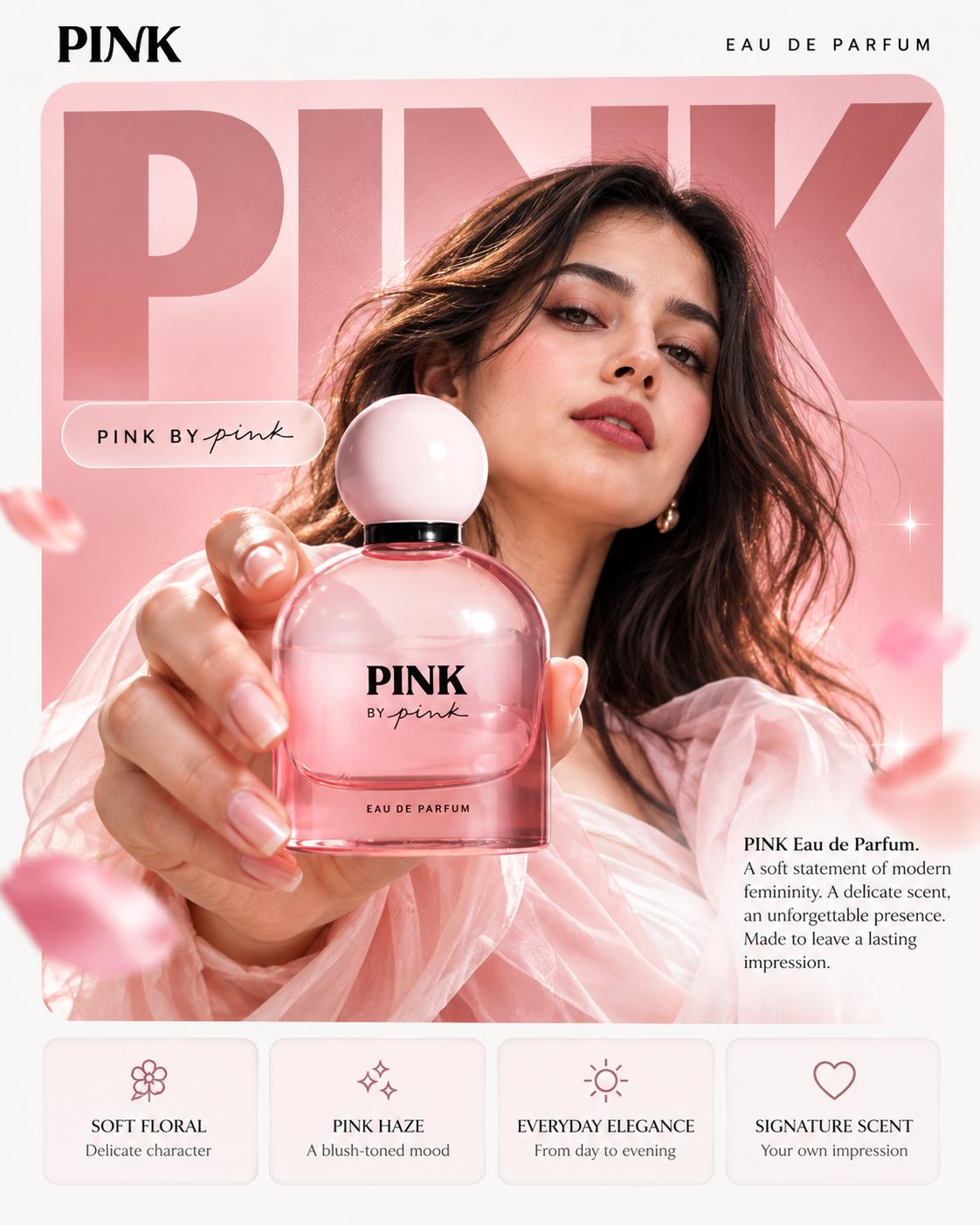 Luxury Pink Eau de Parfum Beauty Campaign AI Prompt