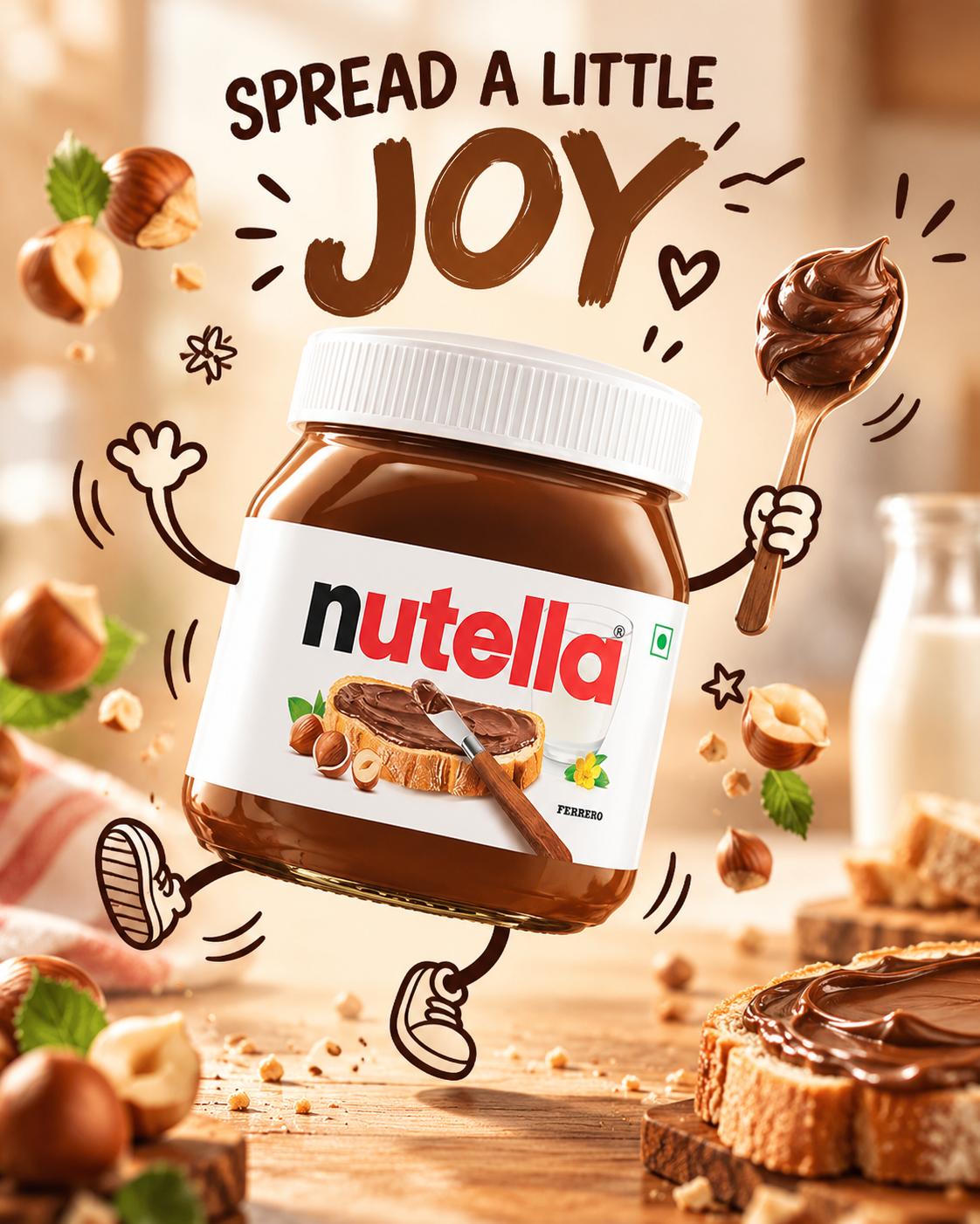 Nutella Chocolate Spread Advertising Ad concept AI Image Prompt ChatGPT | Playful Premium Product Poster