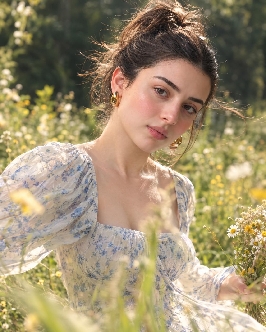 Wildflower Field Portrait AI Image Prompt ChatGPT | Photorealistic Motion Blur Photography