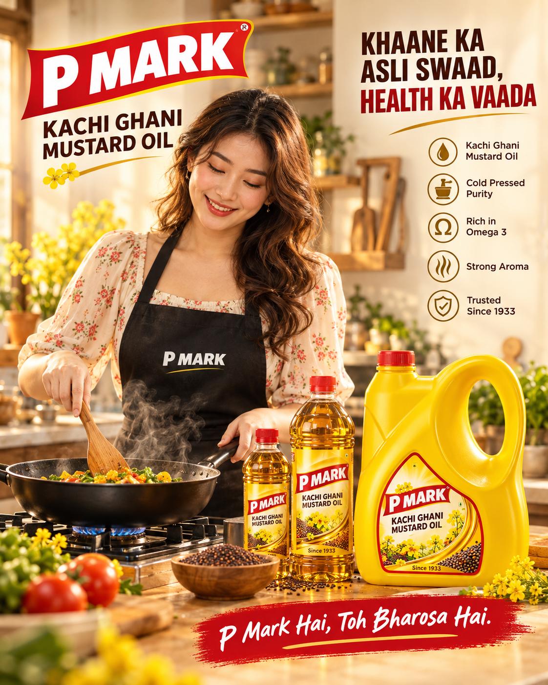 Premium Mustard Oil Cooking Campaign Advertising AI Ads design Prompt