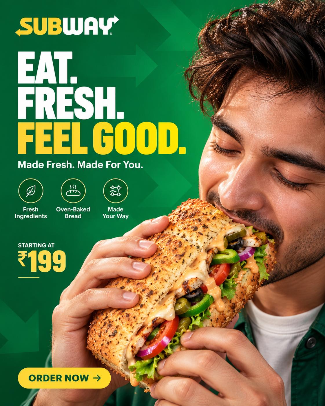 Premium fast food Subway advertising Poster AI prompt ChatGPT | campaign and commercial Creative Design Idea