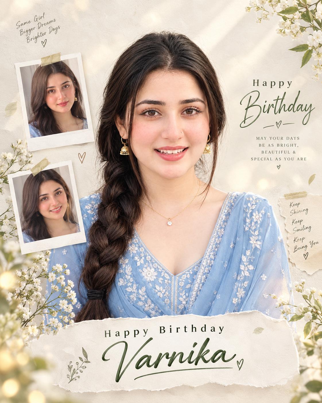 scrapbook collage girl birthday poster AI image prompt ChatGPT | Ultra-realistic and exact face identity preservation