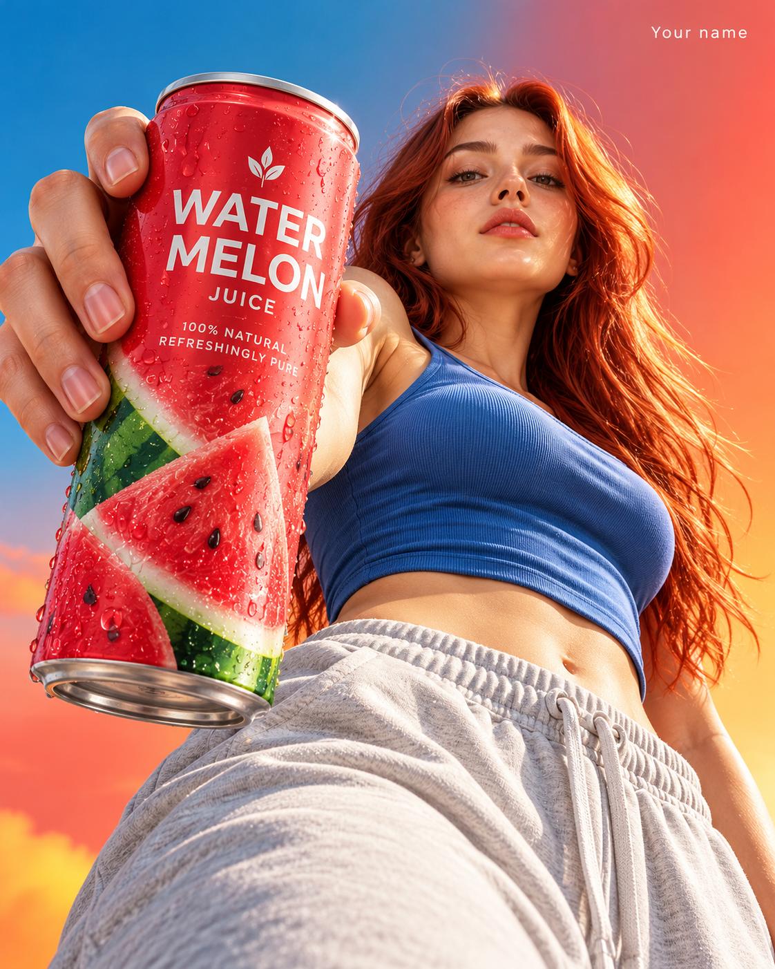 Watermelon Juice Advertising Poster AI Prompt for ChatGPT | Vibrant Summer Beverage Campaign