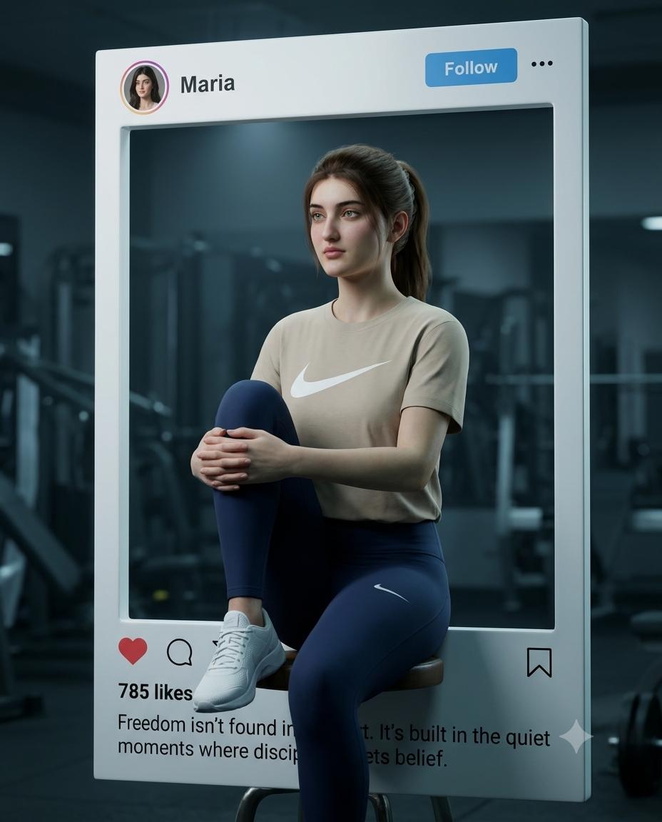 Athletic Woman Fitness Portrait AI Image Prompt | 3D Instagram Frame & Unreal Engine Style