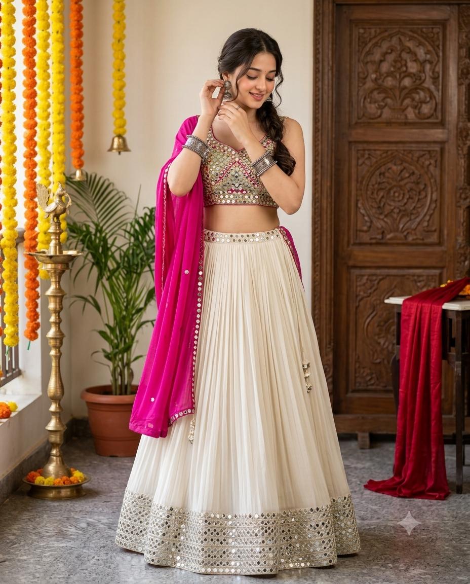 Indian wedding couple portrait AI image prompt | Playful hair-touch moment, black traditional menswear and pastel saree