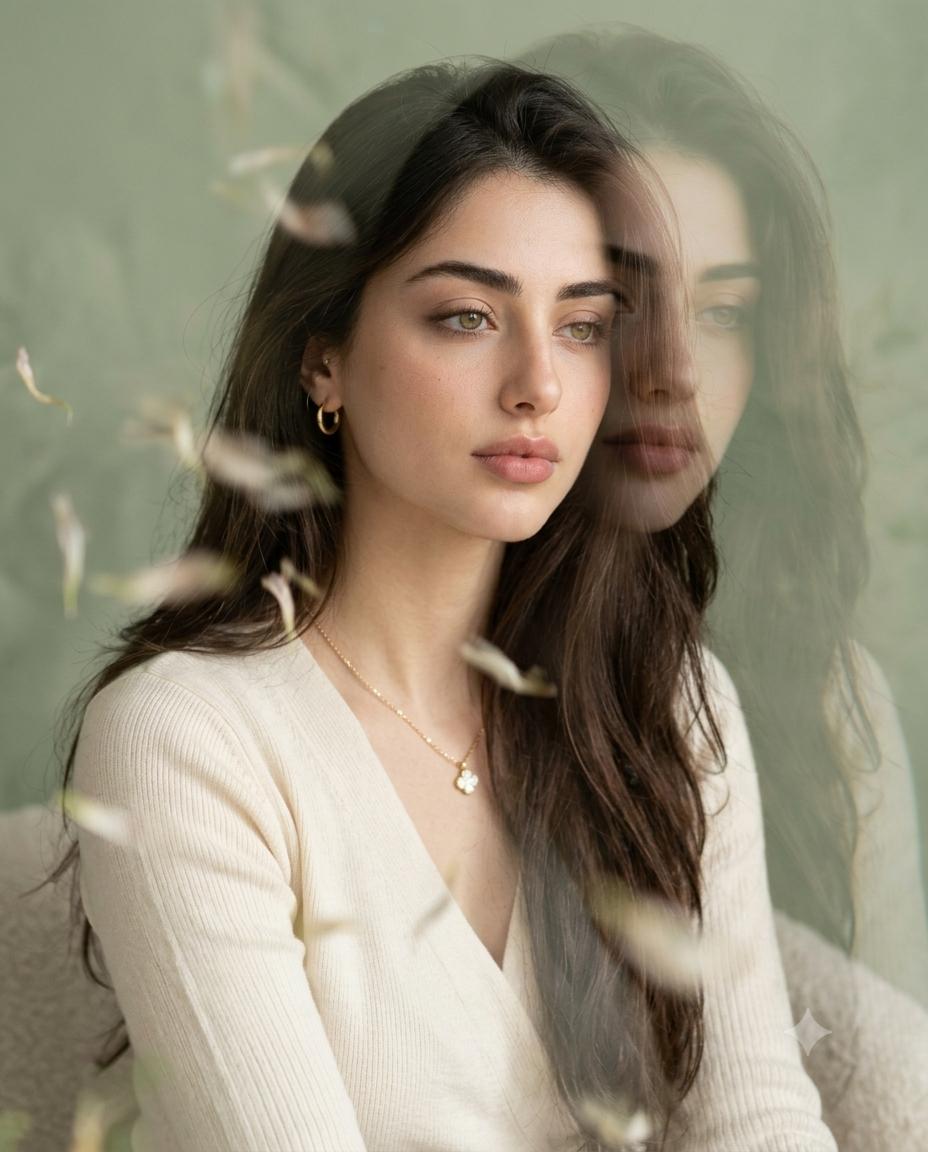Fine Art Woman Portrait AI Image Prompt Gemini | Double Exposure & Cinematic Motion Blur