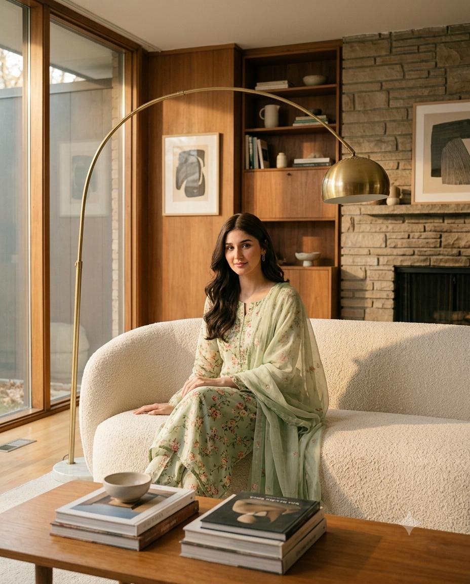 Girl in Green Outfit AI Image Prompt Gemini | Golden-Hour Photography