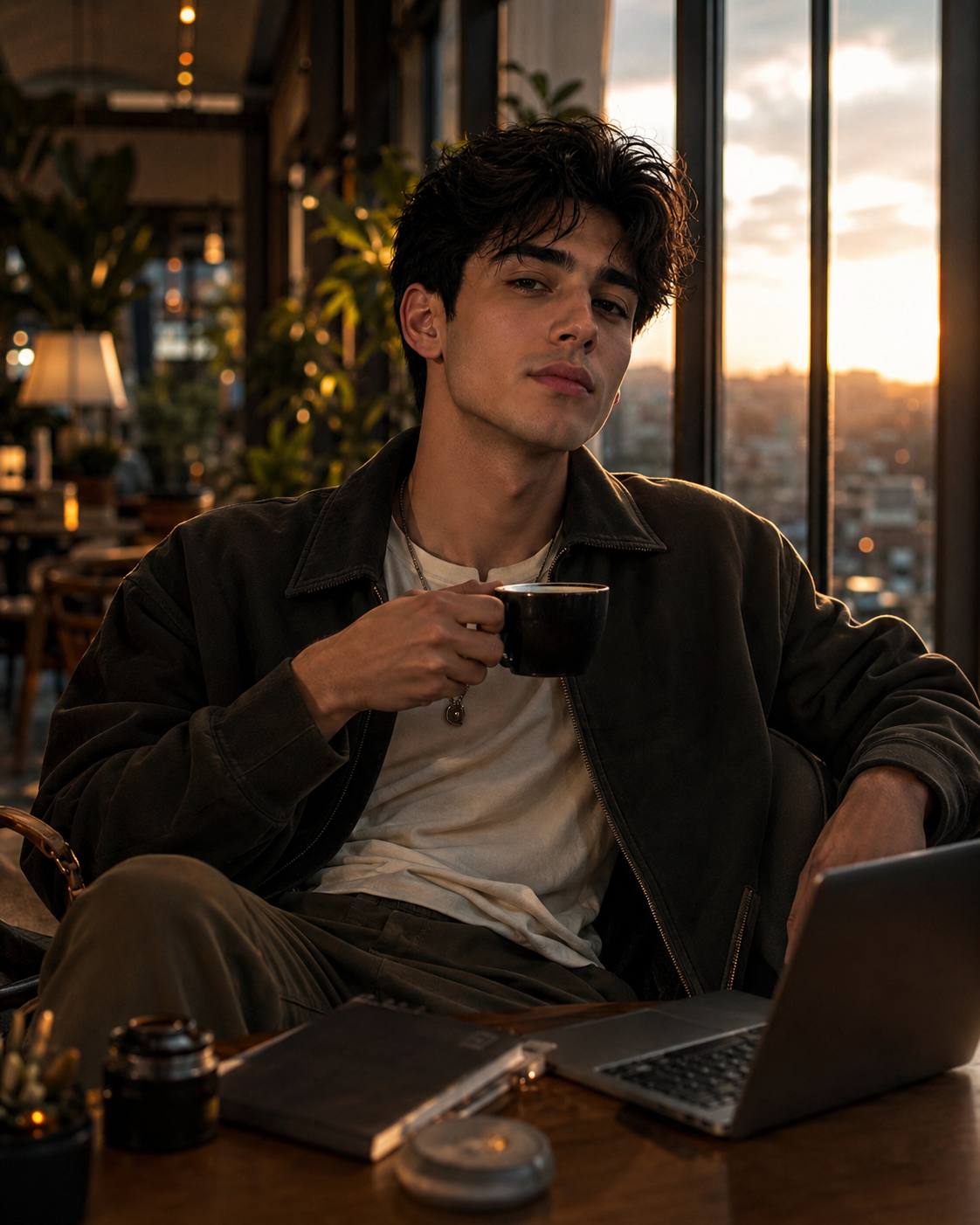 Luxury Café Lifestyle Portrait | Cinematic Streetwear Editorial Photography