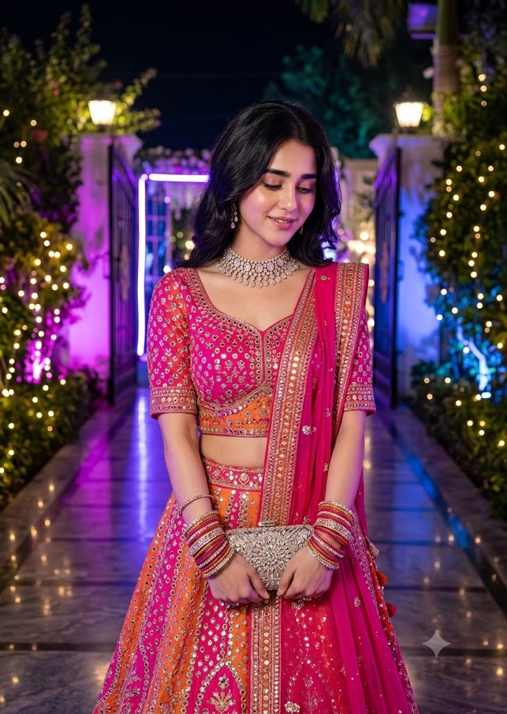Luxury Indian Bridal Lehenga Night Portrait | Cinematic Wedding Fashion Editorial