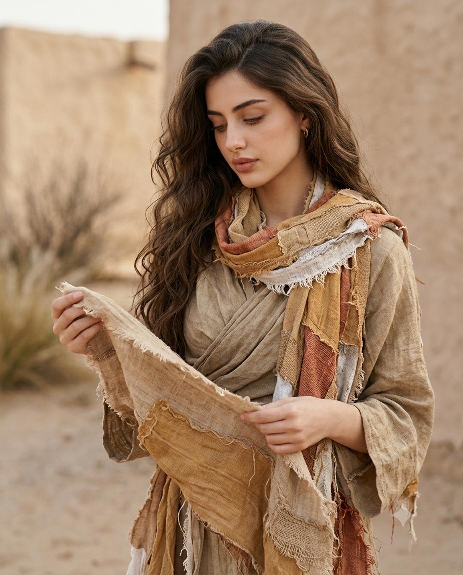 Female Desert Fusion Style Portrait AI Image Prompt Gemini | Earthy Tones Editorial Photography