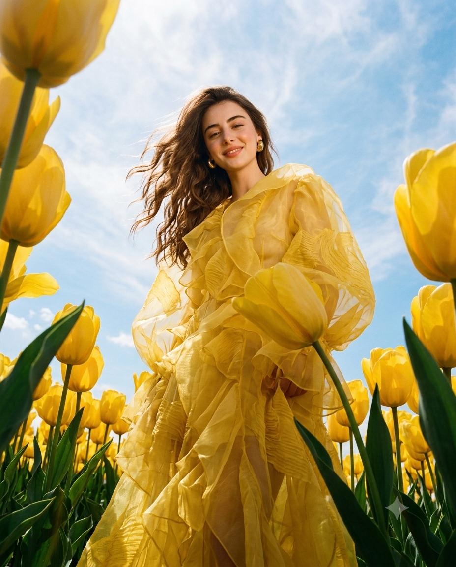 Surreal Yellow Tulip Portrait AI Image Prompt Gemini | Dreamscape Photography