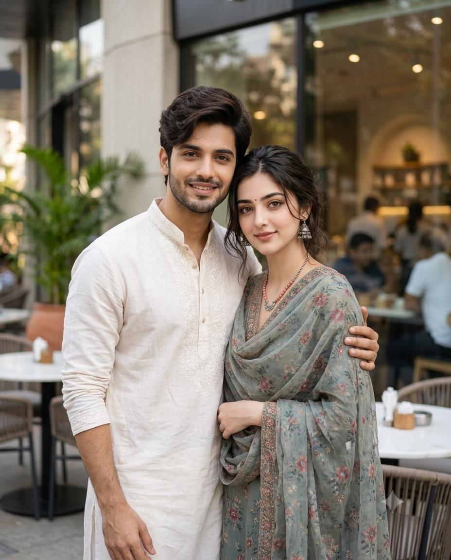Couple DSLR Portrait AI Image Prompt | Ultra-Realistic Café Setting & Cinematic Lighting