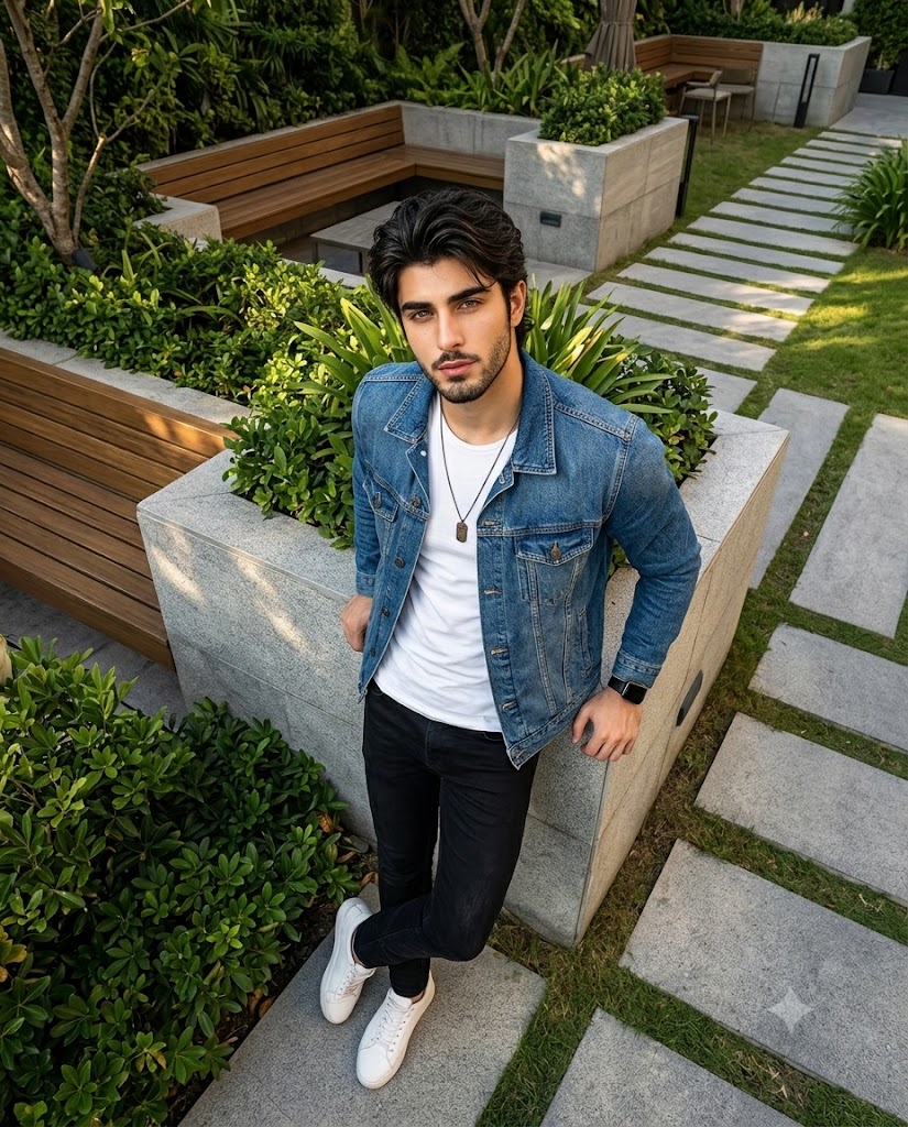 Ultra-Realistic Drone View Fashion Portrait of a Stylish Man AI Image Prompt
