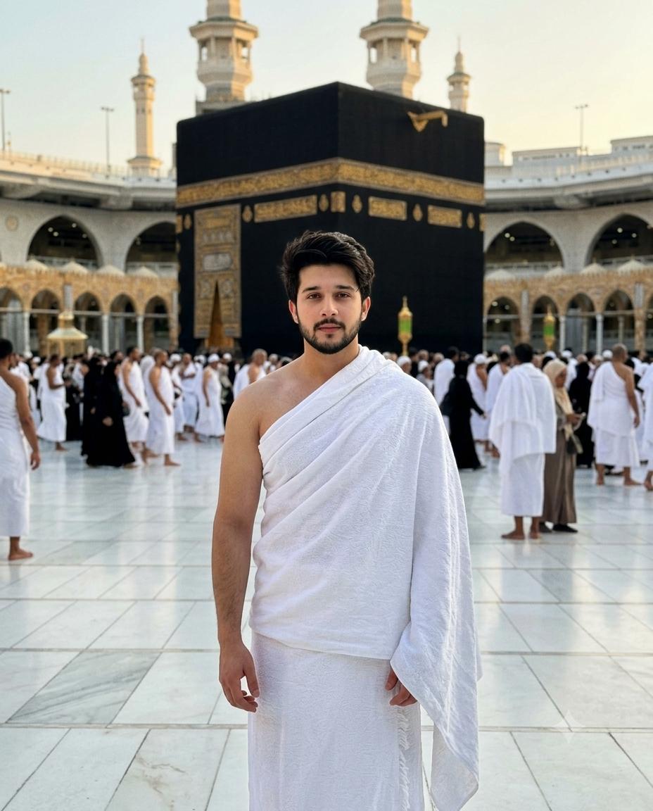 Kaaba pilgrimage portrait AI image prompt Gemini | White ihram, Mecca spiritual photography and ultra-realistic details