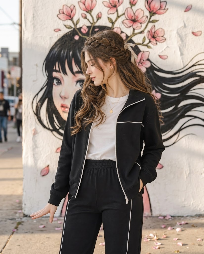 Ultra-Realistic Portrait with Anime Street Art Wall Background AI Image Prompt