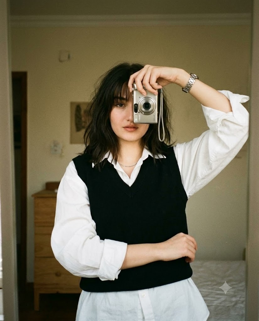 Vintage Y2K Mirror Selfie with Digital Camera AI Image Prompt
